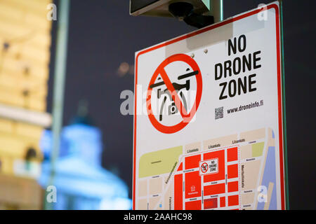 Kein Drone zone Zeichen in Helsinki in Finnland Stockfoto