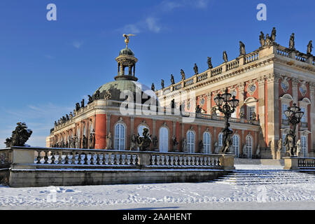 Neues Palais im Schlosspark Sans Souci, Detailansicht, Potsdam Stockfoto