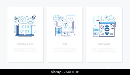 Programmierung Konzept design Stil Banner einstellen Stock Vektor