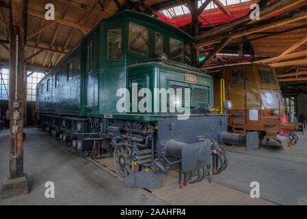 Schweizer Universal E-Lok Ae 4/7 10949, SBB, Rundhaus Europa bei der Bahn Park, Augsburg, Schwaben, Bayern, Deutschland Stockfoto