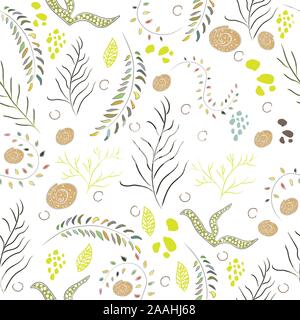 Algen nahtlose Muster. Moderne digitale Design. Marine, Sich wiederholendes Muster. Modern im skandinavischen Stil. Moderne Farben und Design. Stock Vektor