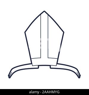 Bischofsmütze mit shamrok. Katholischen hut Umrisse Symbol Stock Vektor