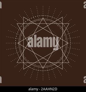 Mystische Geometrie Symbol. Lineare Alchemie, okkulten, philosophischen unterzeichnen. Für Musik Album Cover, Poster, sakramentale Design. Astrologie und Religion anhand von quantitativen Simulatio Stock Vektor
