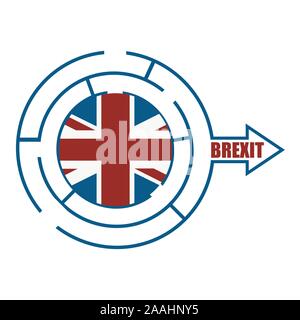 Flagge der Großbritannien in das Labyrinth der Politik Probleme, Metapher. Stock Vektor