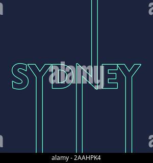 Bild relativ nach Australien reisen. Sydney City Name in der Geometrie. Kreative vintage Typografie poster Konzept. Stock Vektor