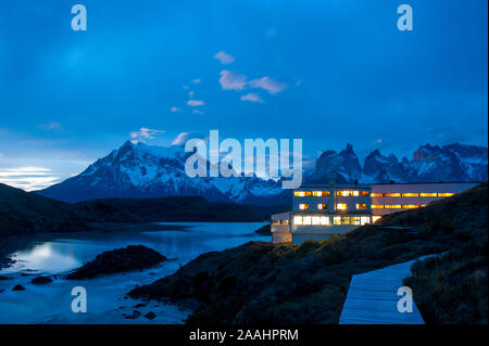 Hotel Explora, Torres del Paine Nationalpark, Patagonien, Chile Stockfoto