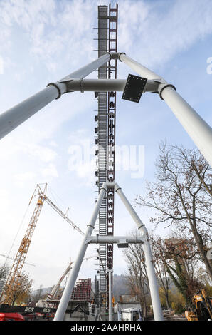 Cleebronn, Deutschland. 22 Nov, 2019. Der Freizeitpark Tripsdrill bei einer Pressekonferenz den ersten Eindruck, den Bau von zwei neuen Achterbahnen, die Hals über Kopf die Namen 'haben' und 'Volldampf' zeigt. Credit: Christoph Schmidt/dpa/Alamy leben Nachrichten Stockfoto