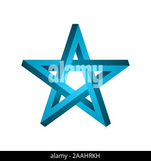 Unmöglich. Blauen Gradienten Pentagramm auf weißem Hintergrund. Fünf Stern unterzeichnen. Abstrakte Symbol. Optische Illusion, die geometrische Figur. Vektor Stock Vektor