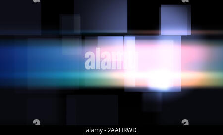 Hi-tech 2D-Illustration von schimmerndem rosa Quadrate in den dunklen Hintergrund fliegen. Stockfoto