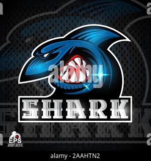 Shark Gesicht im Profil mit gefletschten Zähnen logo für jeden Sport Team Stock Vektor