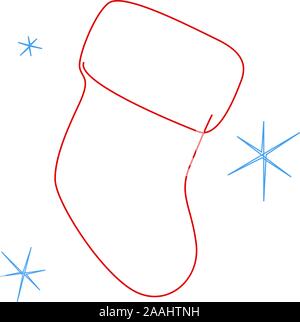 Weihnachten Socke eine Linie zeichnen, Vektor, Abbildung Stock Vektor