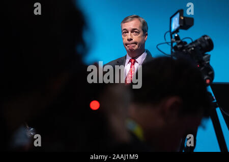 Brexit-Chef Nigel Farage bei der Einführung der Partei in Westminster, London. PA-Foto. Bild Datum: Freitag, 22. November 2019. Siehe PA Geschichte Politik Wahl. Photo Credit: Dominic Lipinski/PA-Kabel Stockfoto