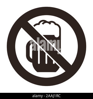 Keine Spur von Alkohol. Kein Bier-Warnschild isolierten auf weißen Hintergrund Stockfoto