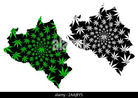 Portuguesa Zustand (Bolivarische Republik Venezuela, Abhängigkeiten, Capital District) Karte cannabis Blatt grün und schwarz ausgelegt ist, Portuguesa Stock Vektor