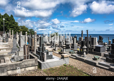 Sotogahama, Aomori, Japan, Asien - August 29, 2019: alte Gräber an der Gikeiji buddhistischen Friedhof Stockfoto