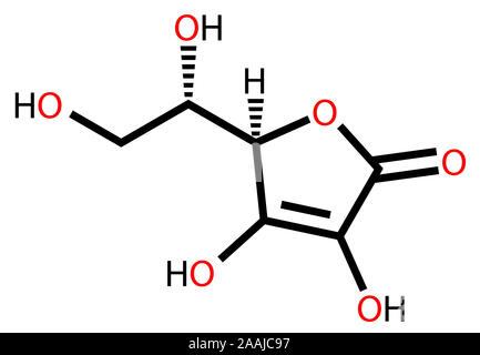 Ascorbinsäure Strukturformel Stockfoto