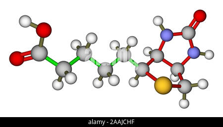 Biotin (Vitamin H oder B 7) molekulare Struktur Stockfoto