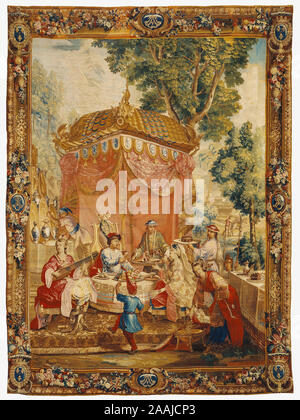 Tapestry: Die Sammlung aus der Geschichte des Kaisers von China Serie; nach Karikaturen von Guy-Louis Vernansal (Französisch, 1648-1729) und Jean-Baptiste Monnoyer (Französisch, 1636-1699), und Jean-Baptiste Belin de Fontenay (Französisch, 1653-1715), Beauvais Manufaktur (Französisch, gegründet 1664), gewebt unter der Leitung von Philippe Béhagle (Französisch, 1641 - 1705); Beauvais, Frankreich, ca. 1697 - 1705; Wolle und Seide; 309.9 x 422.9 cm (122 x 166 1/2 in.) Stockfoto