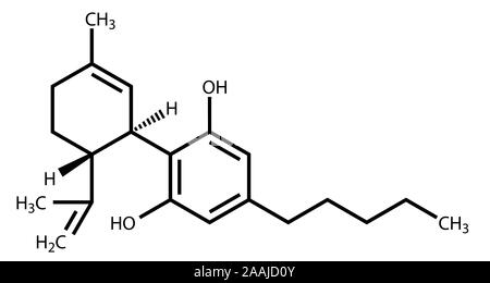 Cannabidiol Strukturformel Stockfoto