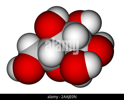 Glukose (α-D-glucopyranose) molekulare Modell Stockfoto