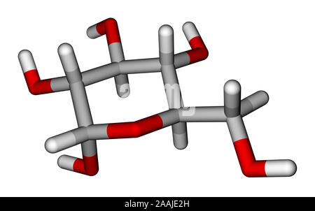 Glukose (α-D-glucopyranose) molekulare Modell Stockfoto