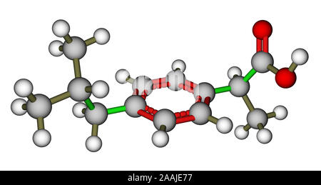 Ibuprofen molekulare Struktur Stockfoto