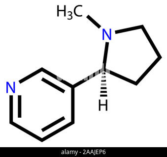 Nikotin Strukturformel Stockfoto
