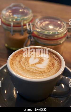 Latte Art, Birmingham, Großbritannien Stockfoto