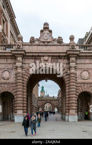 Stockholm, Schweden, 17. November 2019: Parlament Riksdagshuset Gebäude, Federal Government Office außen im Freien. City Break tour Tourist Stockfoto