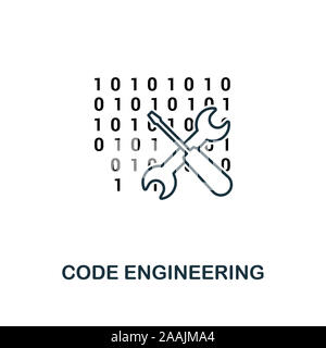 Code Engineering Überblick Symbol. Thin Line Style von großen Daten icons Collection. Pixel Perfect einfaches Element code engineering Symbol für Web Design, Apps Stockfoto