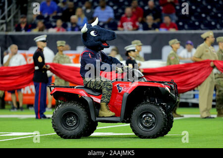 Houston, Texas, USA. Nov, 2019 21. Houston Texans Maskottchen, Toro, vor der NFL regular season Spiel zwischen den Houston Texans und die Indianapolis Colts an NRG Stadion in Houston, TX am 21. November 2019. Credit: Erik Williams/ZUMA Draht/Alamy leben Nachrichten Stockfoto