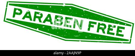 Grunge grün Parabenfrei Wort hexagon Gummidichtung Stempel auf weißem Hintergrund Stock Vektor