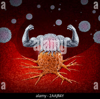 Immunologie und Immuntherapie als Menschliches Immunsystem Therapie Konzept als Biomedizinische oder Biomedizin Onkologie Behandlung mit der Starken. Stockfoto