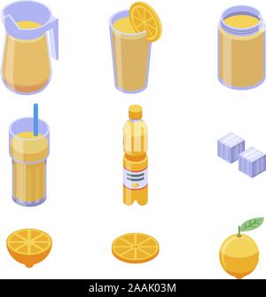 Limonade Symbole gesetzt, isometrische Stil Stock Vektor