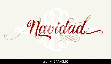 Weihnachten Text in Spanisch mit gedeiht. Isoliert. Vector Illustration. Stock Vektor
