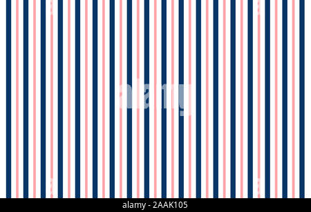 Abstrakte geometrische Muster mit vertikalen solide dunkel blau und rosa Streifen auf weißem Hintergrund, nahtloses Design von symmetrischen Leitungen Stockfoto