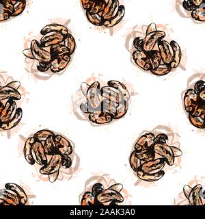 Nahtlose Muster von Hand gezeichnete Skizze Stil brasilianischen Muttern auf weißem Hintergrund. Vector Illustration. Stock Vektor