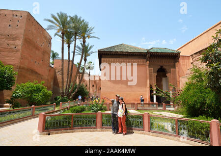 Die Saadian-Gräber aus dem 16. Jahrhundert sind die letzte Ruhestätte von etwa sechzig Mitgliedern der Saadi-Dynastie. Marrakesch, Marokko Stockfoto