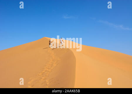 Erg Lehoudi Sand Dünen, Wüste Sahara. Marokko Stockfoto