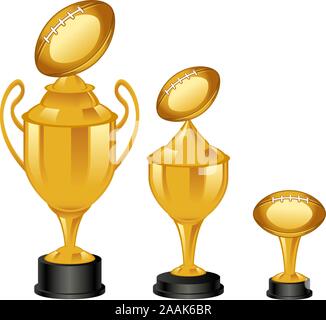 Fußball goldenen Trophäen Abbildungen Stock Vektor