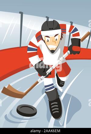 Ice Hockey Player Cartoon Illustration Stock Vektor