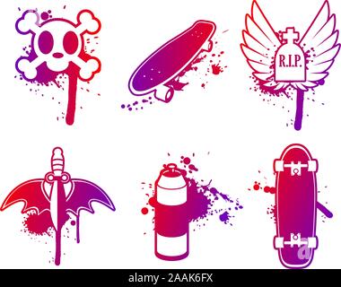 Skateboarding grunge Design Vector Icons Stock Vektor