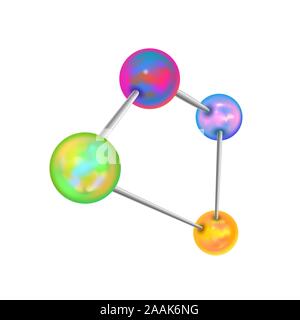 Komplizierte chemische Struktur mit atomarer Anleihen isoliert auf weißem Stock Vektor