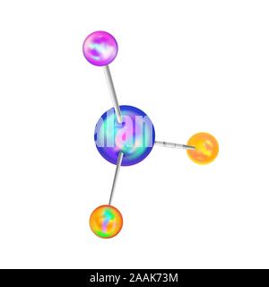 Helle chemische Struktur mit atomarer Anleihen isoliert auf weißem Stock Vektor