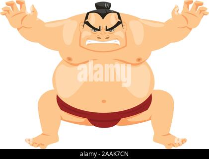 Sumo-ringer japanische Kampfkunst, Vector Illustration Cartoon. Stock Vektor