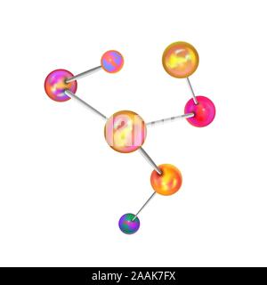 Bunte chemische Struktur mit atomarer Anleihen in Hexagon-form auf Weiß isoliert Stock Vektor
