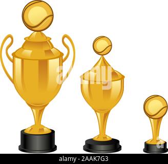 Tennis goldenen Trophäen cartoon Abbildungen Stock Vektor
