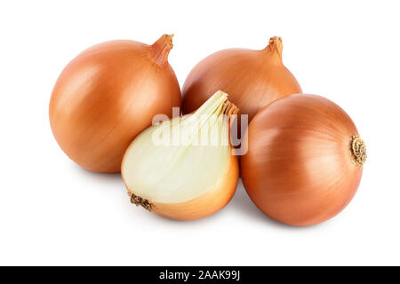 Gelbe Zwiebel auf weißem Hintergrund. Stockfoto