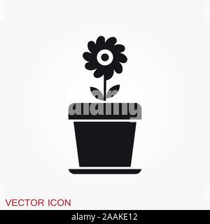 Blumentopf Symbol, vektorisiert Pflanzen in einen Topf, Blume Symbol Stock Vektor