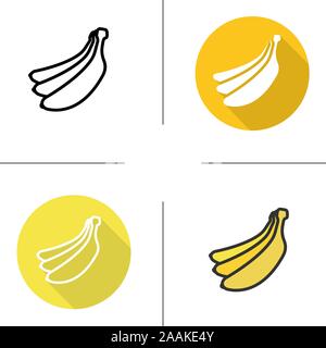 Bananen Symbol. Flache Bauweise, lineare und Farbe Stile. Bündel Bananen isoliert Vektorgrafiken Stock Vektor